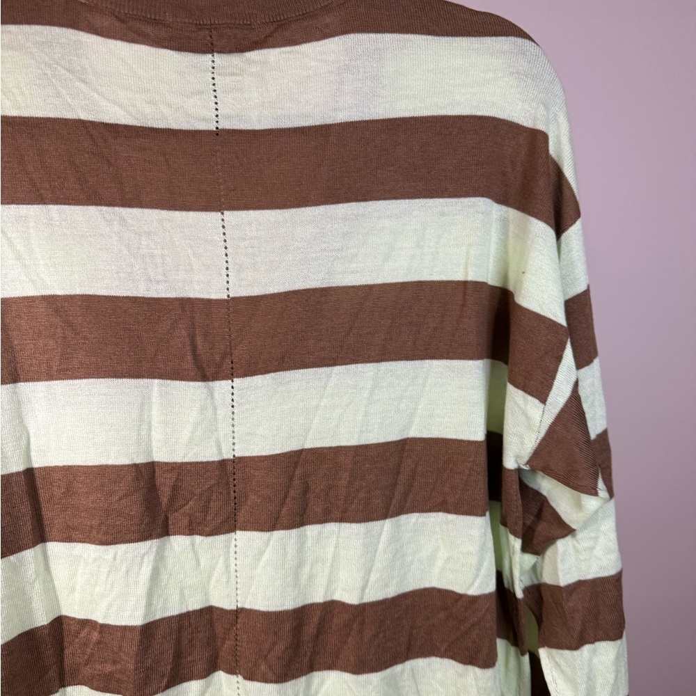Scotch & Soda Brown and Cream Striped V-Neck Sweater - Picture 6 of 9